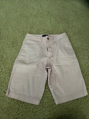 Polo by Ralph Lauren Pale Pink Flat-Front Chino Shorts (size 14).